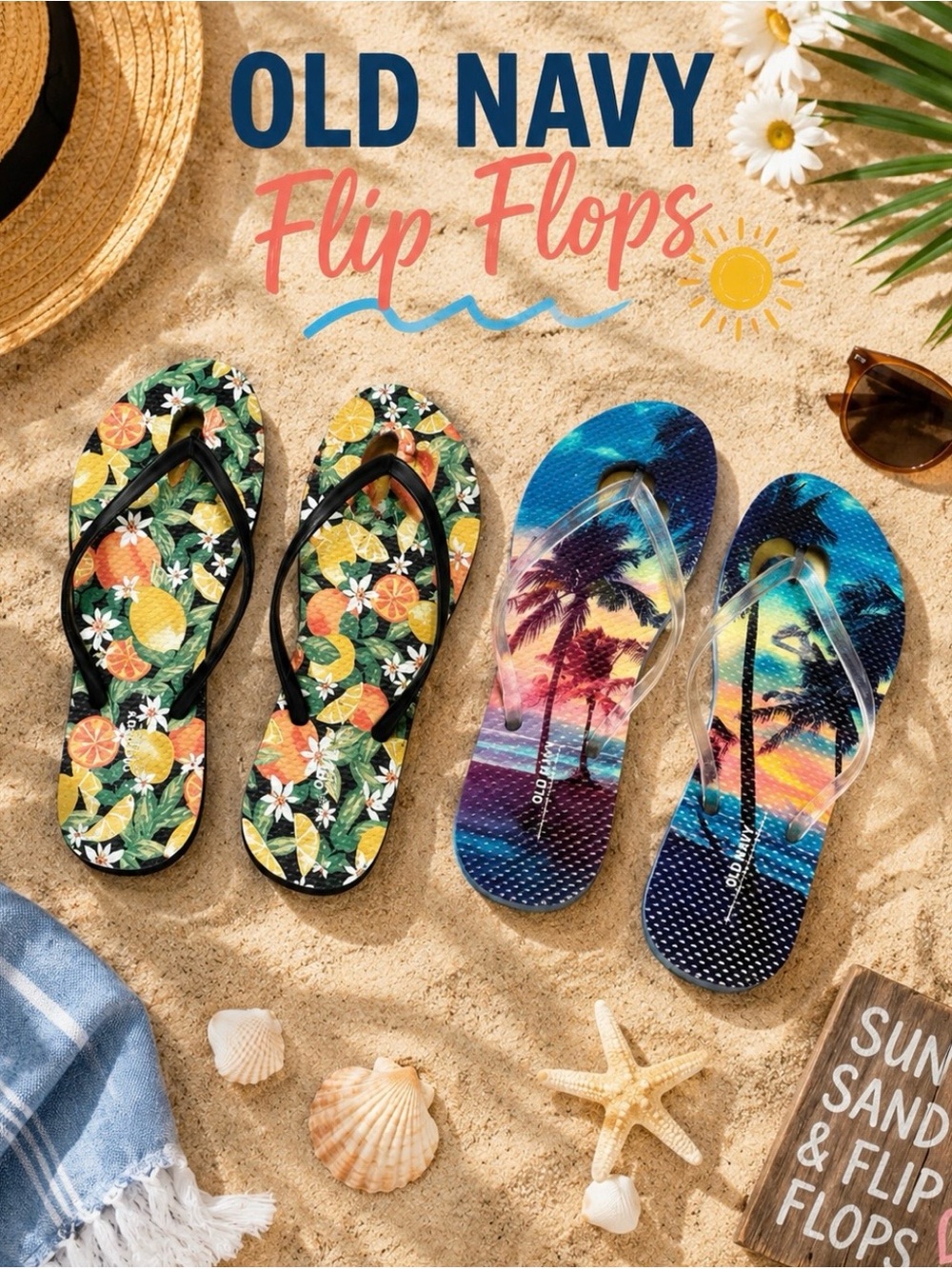 NWT Old Navy Flip Flops-2 Pairs